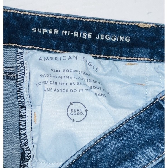 American Eagle Jeans Women's 10 Blue Super High Rise Jegging Stretch Mallsoft - Picture 5 of 8